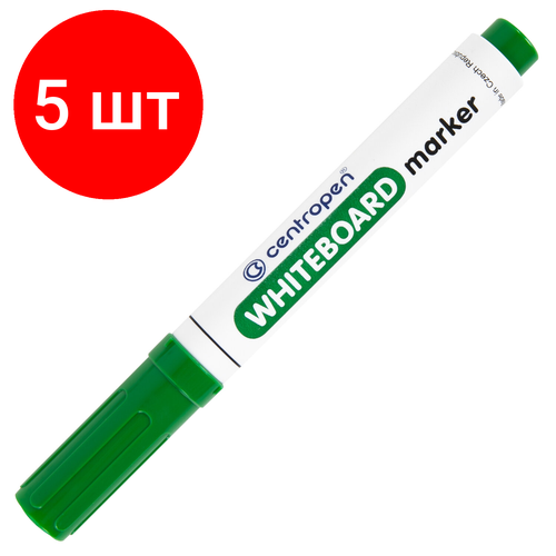 Комплект 5 шт, Маркер стираемый для белой доски зеленый, CENTROPEN Dry-Wipe, 2.5 мм, 8559, 5 8559 0110 маркер для белой доски 3 6 мм зеленый клиновидный нак centropen 8959