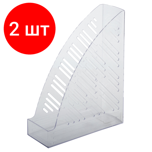 Комплект 2 шт, Лоток вертикальный для бумаг BRAUBERG Standard+, 250х90х300 мм, прозрачный, 237227