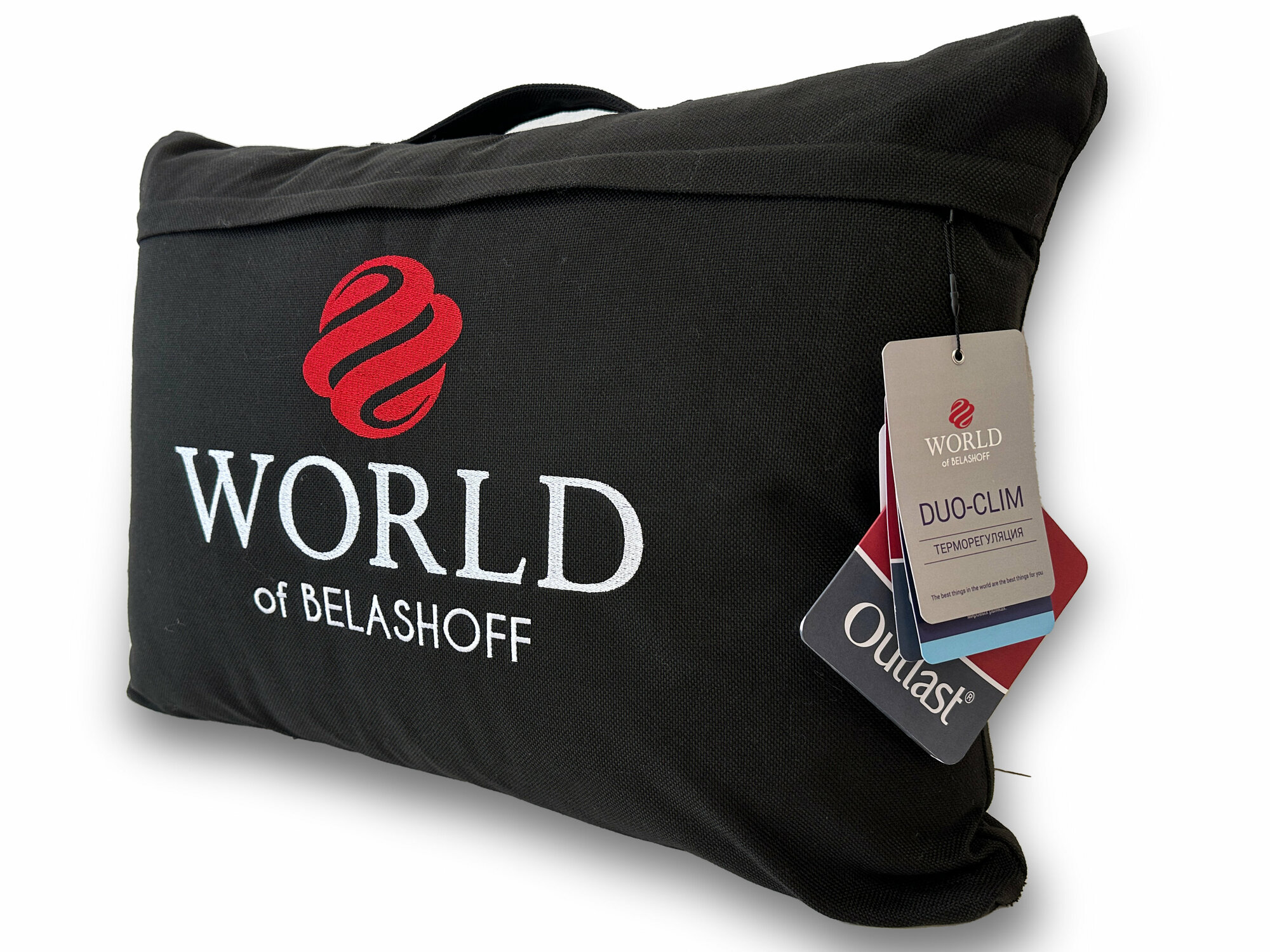 фото Подушка World of Belashoff 70х70 "DuoClim" (Наполнитель полиэфирное волокно Huvis (Корея), ткань верха 1 сторона - Тик (Хлопок 100%), 2 сторона - ткань Outlast с охлаждающим эффектом)