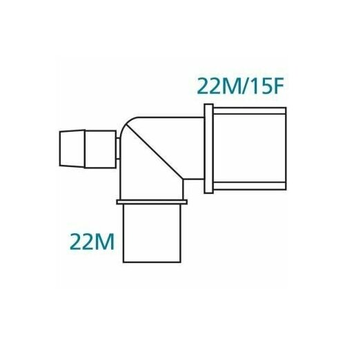 Коннектор угловой с портом 22M/15F переходник для дыхательного контура 10шт