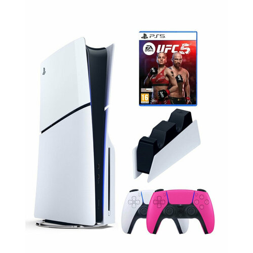 Приставка Sony Playstation 5 slim 1 Tb+2-ой геймпад(розовый)+зарядное+UFC 5 игровая консоль sony playstation 5 console standard edition с дисководом