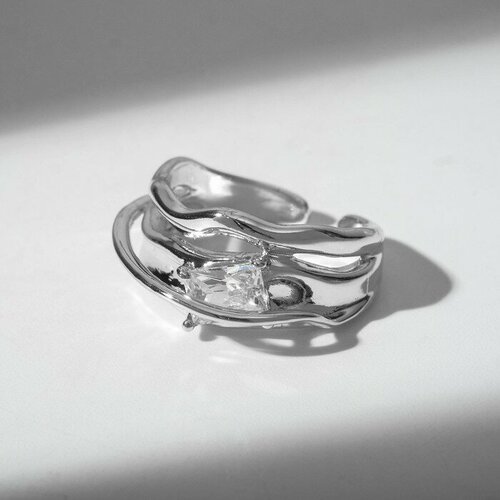 кольцо miniature безразмерное серебряный Кольцо Queen Fair, стекло, белый