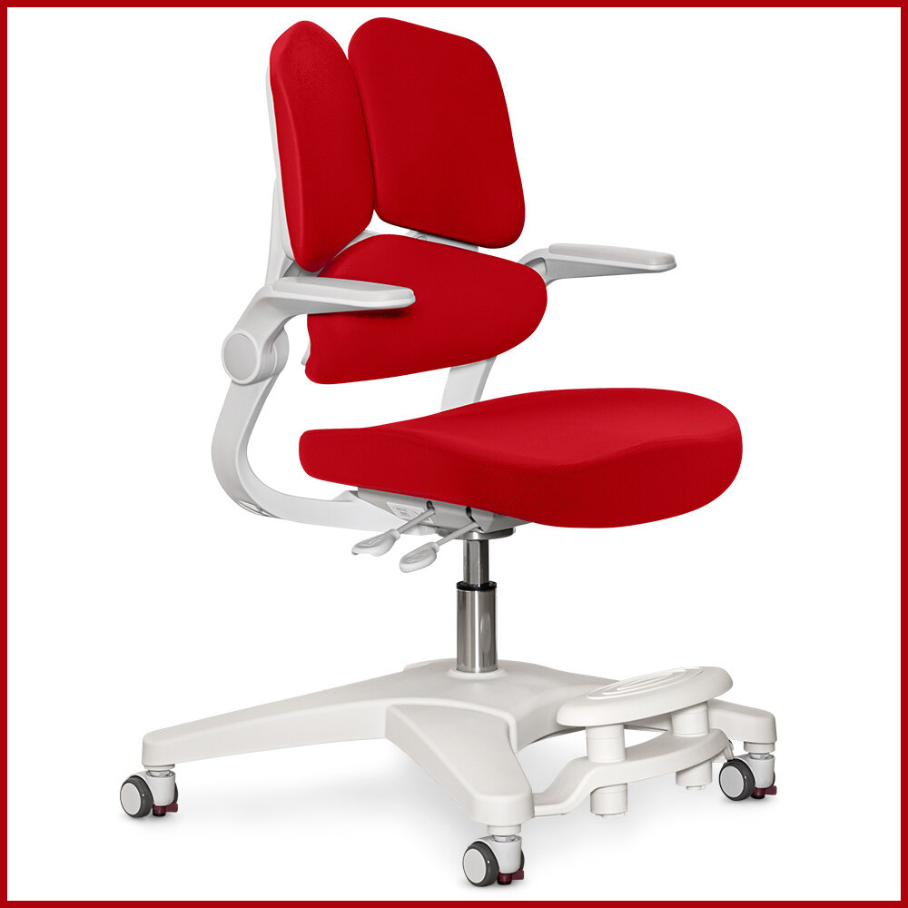 Растущее детское кресло для школьника ErgoKids Trinity Red (арт. Y-617 KR) для обычных и растущих парт с подлокотниками, подставкой для ног и чехлом