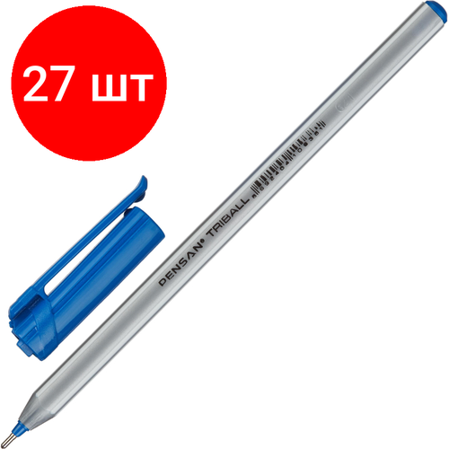 Комплект 27 штук, Ручка шариковая неавтомат. PENSAN TRIBALL -синяя-1.0мм EN71