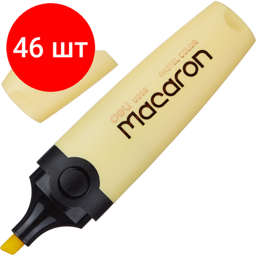 Комплект 46 штук, Маркер текстовыделитель Macaron, скошенный наконечник, 1-5 мм, желтый маркер текстовыделитель macaron скошенный наконечник 1 5 мм желтый