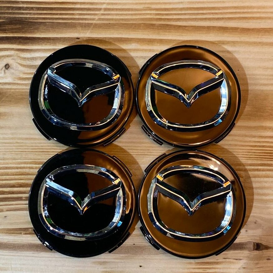 фото 4шт, 56мм, Колпачки заглушки Mazda на центральное отверстие (ступица) литых дисков
