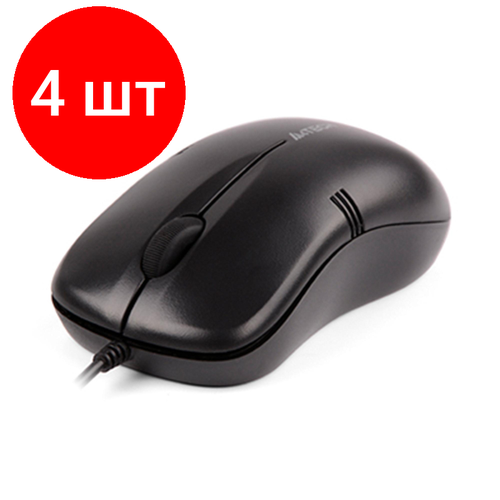 Комплект 4 штук Мышь компьютерная A4Tech OP-560NUS черный 1200dpi silent USB3but 668300₽