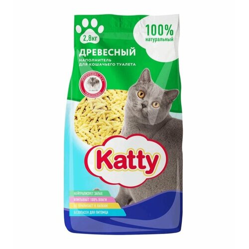 Кошачий уют - наполнитель древесный, вес 2,8 кг.