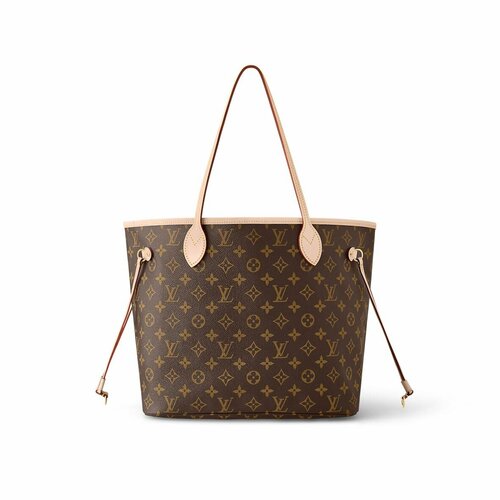 Сумка Louis Vuitton Neverfull MM N41605, фактура зернистая, бежевый, коричневый