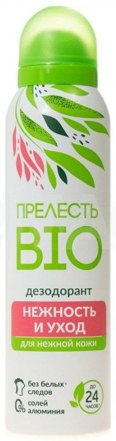 Дезодорант женский Прелесть Био Нежность и уход, для всех типов кожи - 150 мл