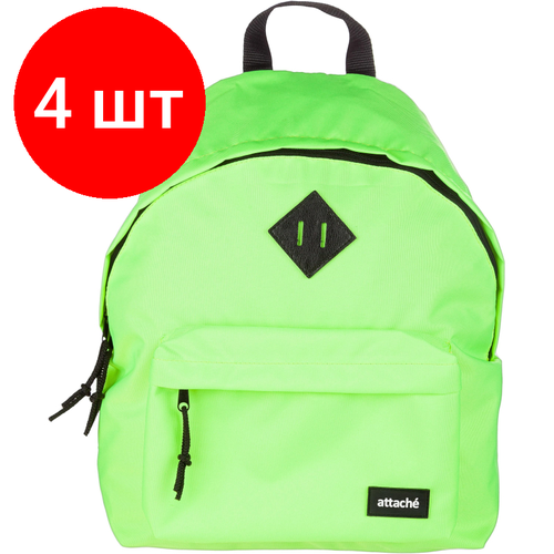 Комплект 4 штук, Рюкзак Attache Neon универсальный салатовый, размер 300x140x390 рюкзак молодежный attache neon салатовый