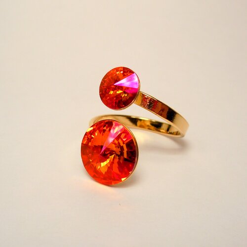 Кольцо Чарующий Рай JANINE/Чехия, кристаллы Swarovski, безразмерное, розовый