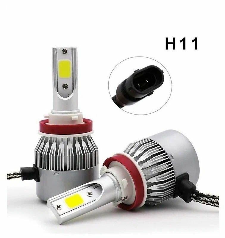 H8/H9/H11 лампа светодиодная для авто 2шт. LED C6 12/24V 6000K 3800Lm / Led для машины / светодиодная лампа для авто