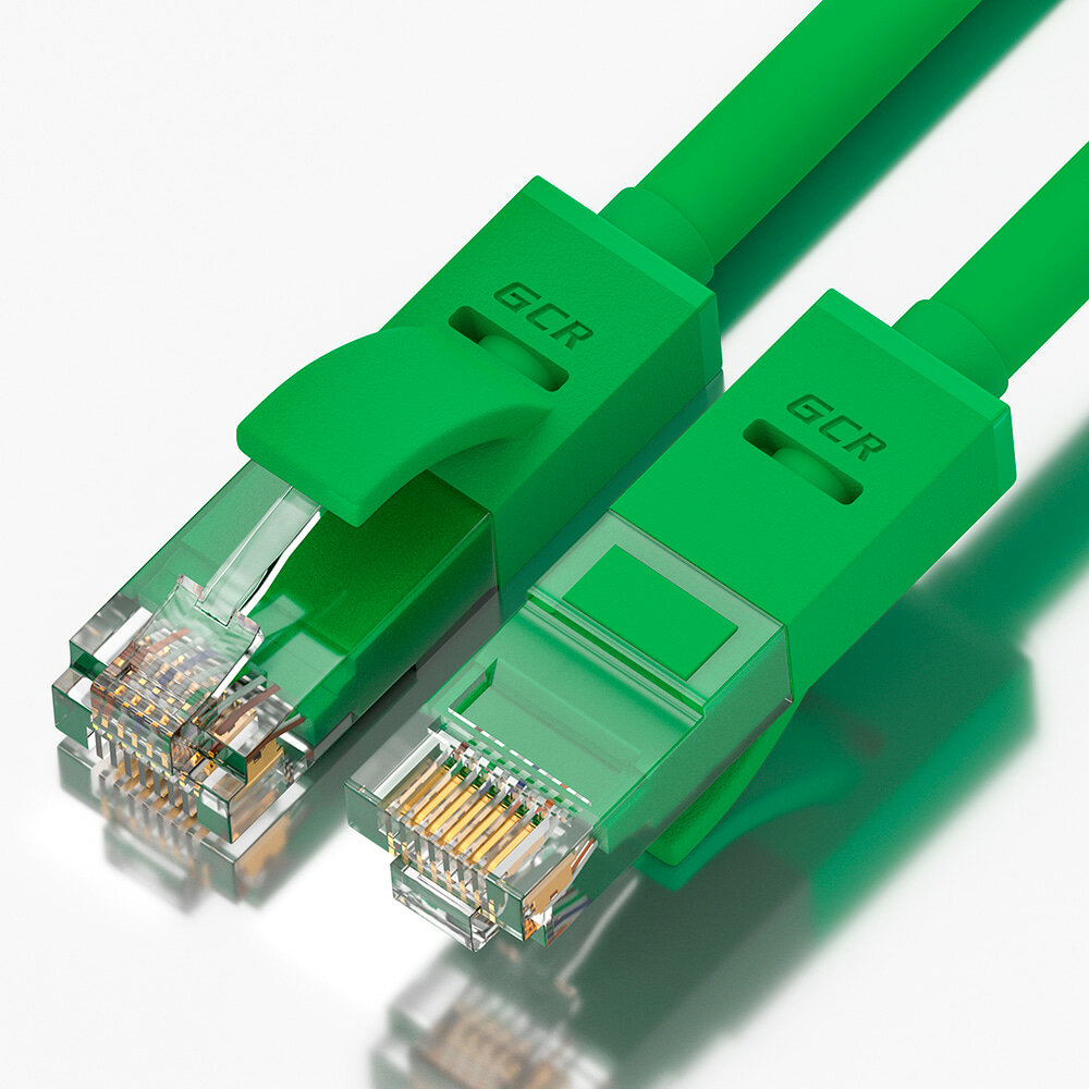 Greenconnect RJ45(m) - RJ45(m) Cat. 5e U/UTP PVC 1м зелёный Greenconnect Патч-корд прямой 1.0m, UTP кат.5e, зеленый, позолоченные контакты, 24 AWG, литой, GCR-LNC05-1.0m, ethernet high speed 1 Гбит/с, RJ45, T568B GCR-LNC05-1.0m