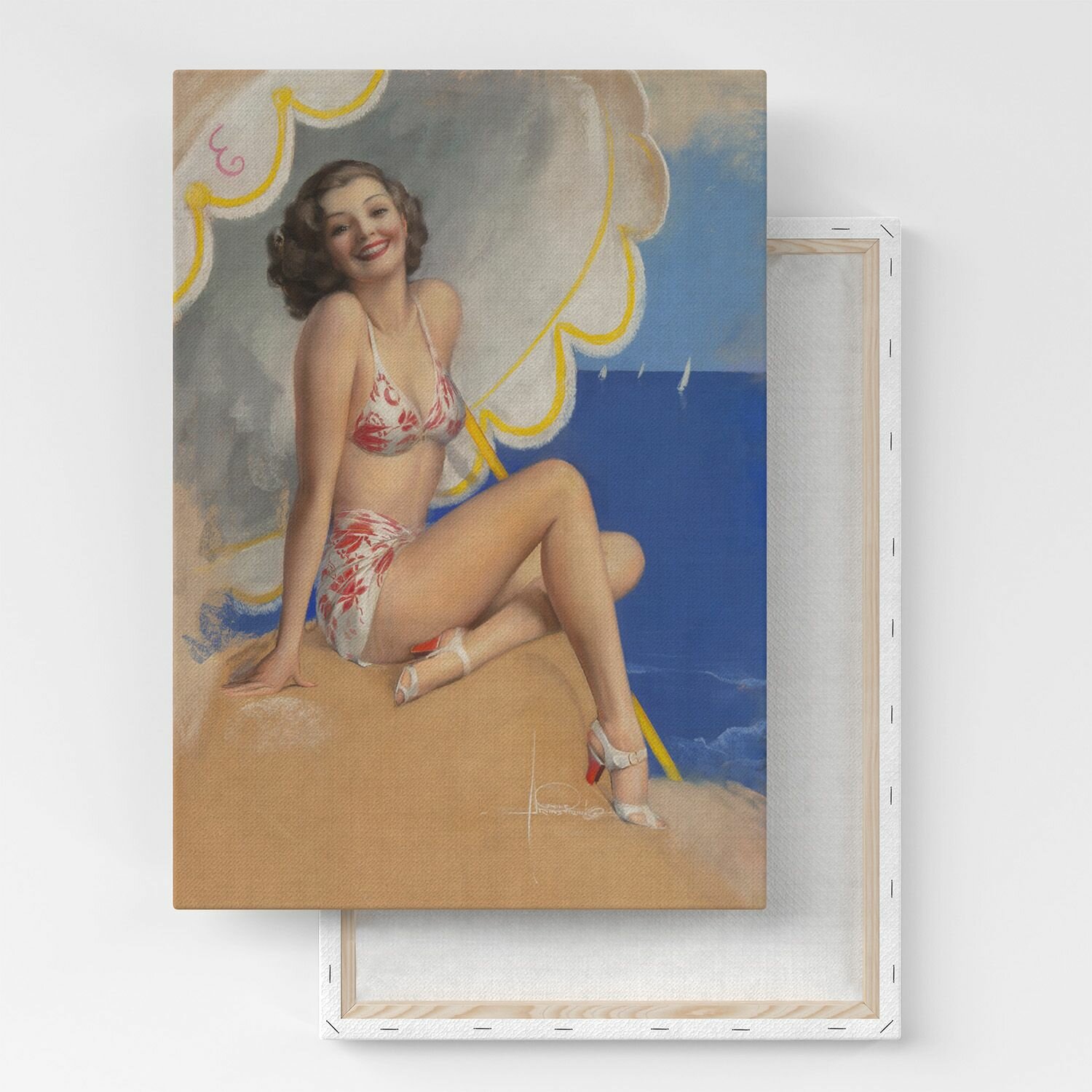 Картина на холсте, репродукция / Пин-ап / Рольф Армстронг - Beach Beauty / Размер 40 x 53 см