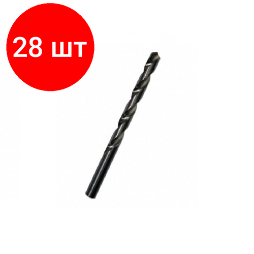 Комплект 28 штук, Сверло по металлу ПРАКТИКА Р6М5 4.0 х 75 мм блистер 033-208