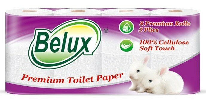 Туалетная бумага Belux "Premium", 3 слоя, белая, 8 рулонов