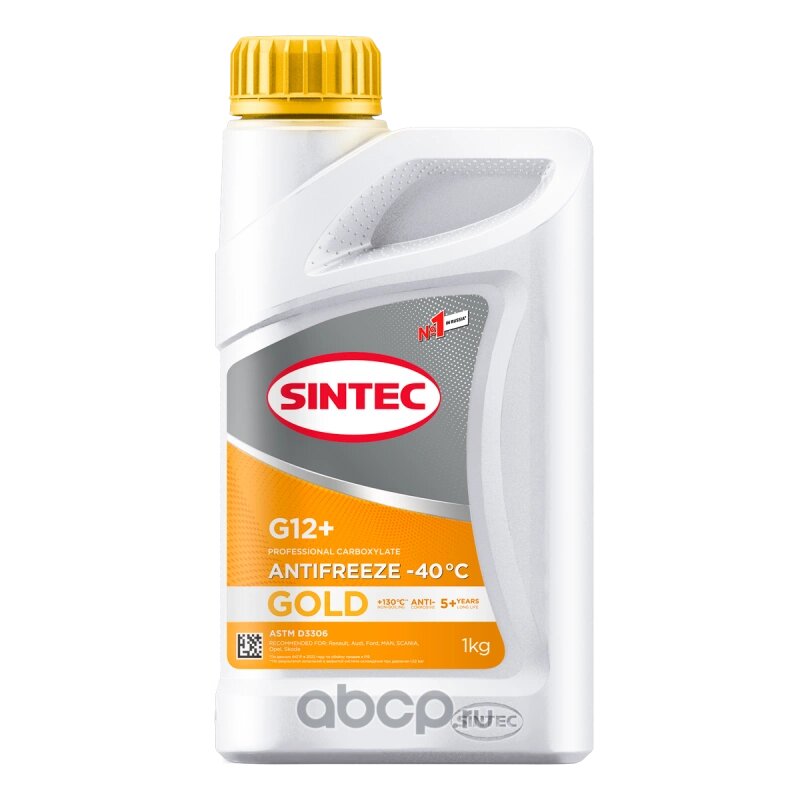Антифриз Sintec GOLD G12+ готовый -40 желтый 1 кг SINTEC 990557