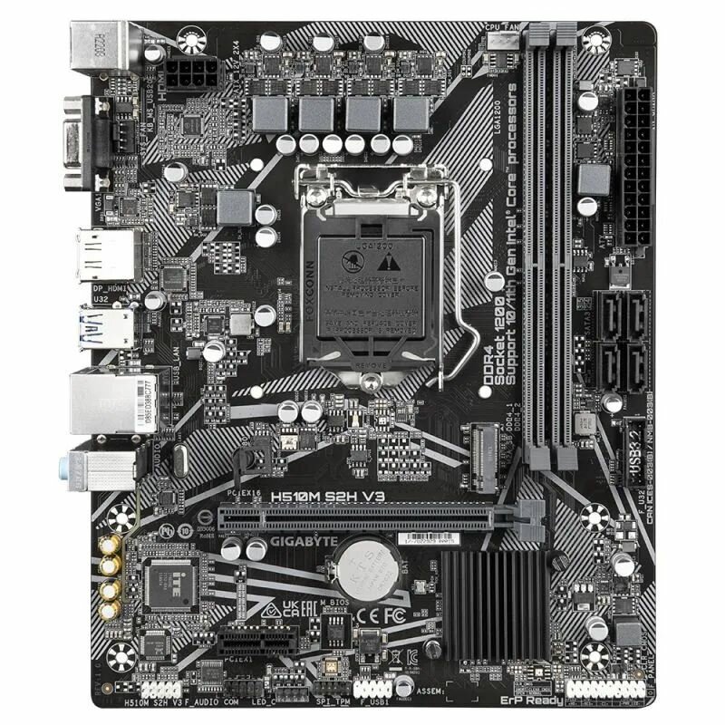 Материнская плата GIGABYTE H510M S2H V3 (LGA 1200 Intel Н470 Express 64 ГБ PCIE 3.0) H510M S2H V3