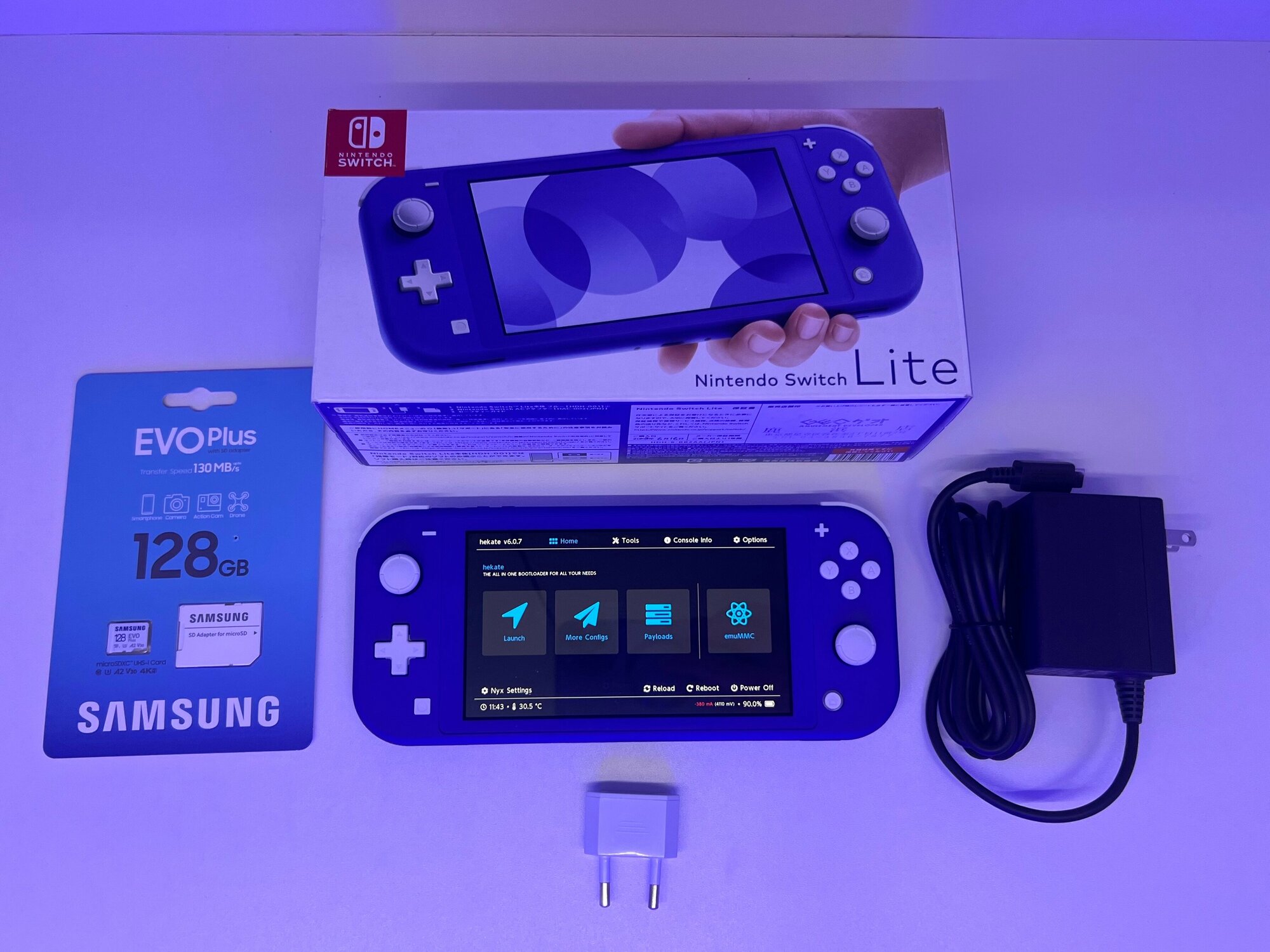 Прошитая Nintendo Switch Lite + Samsung EVO 128 гб PICOFLY Синий