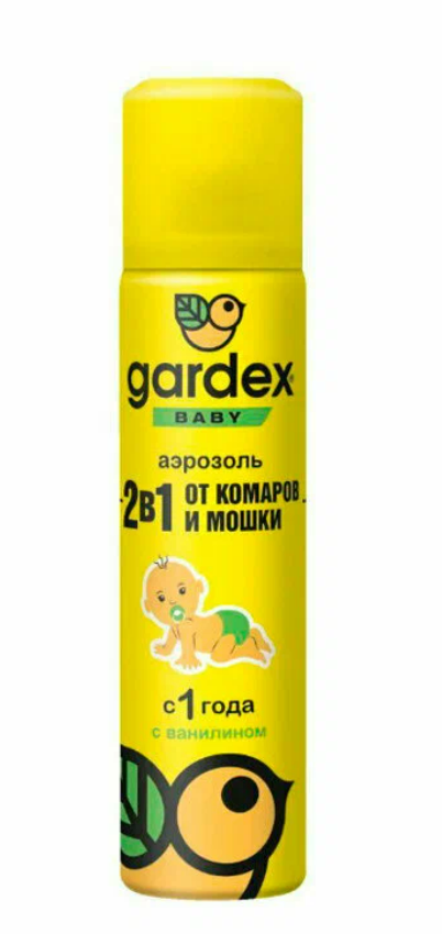 Средство от комаров и от мошки 2 в 1, Gardex Baby Аэрозоль от комаров и мошки для детей с 1 года 80 мл 1 шт