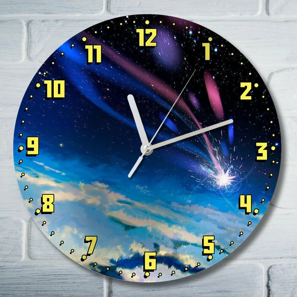 Настенные часы УФ "Облака небо (ночь, Луна, Звезды, милота, Подарок для мамы, бабушки сестры, подруге) - 9109"