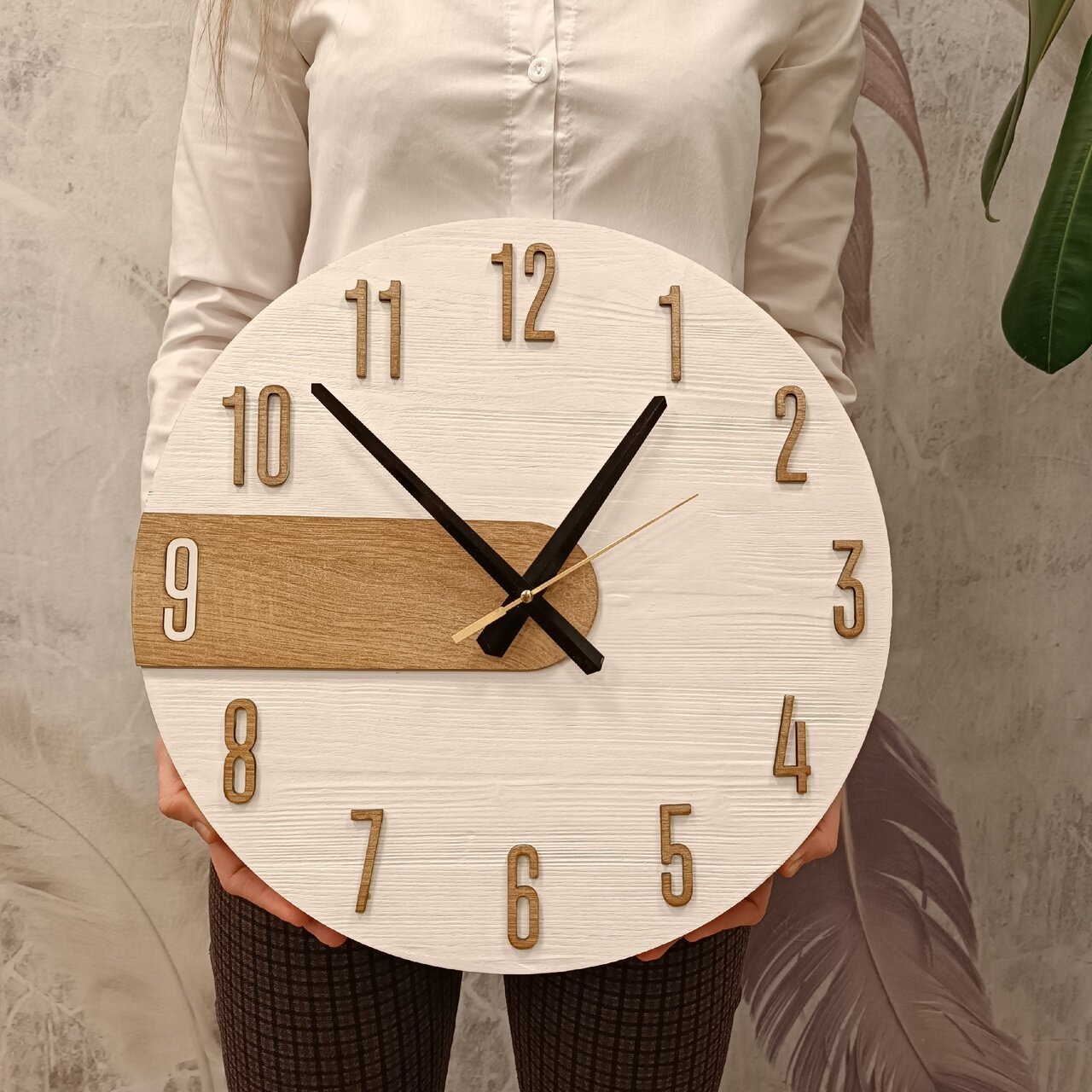 Часы деревянные ручной работы в стиле лофт с тихим механизмом