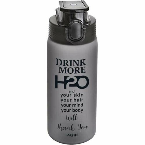 Бутылка пластиковая 550мл, "H2O" 8090101, матовая серая, 20,2х6,8х6,8см, с петлей