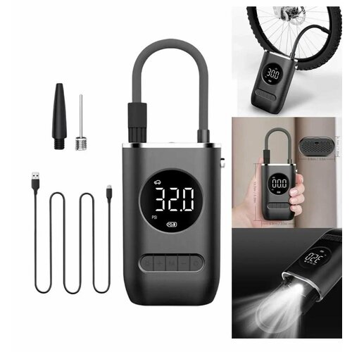 Портативный беспроводной насос для накачки шин автомобиля/велосипеда/мотоцикла, воздушный компрессор, зарядка от USB провода