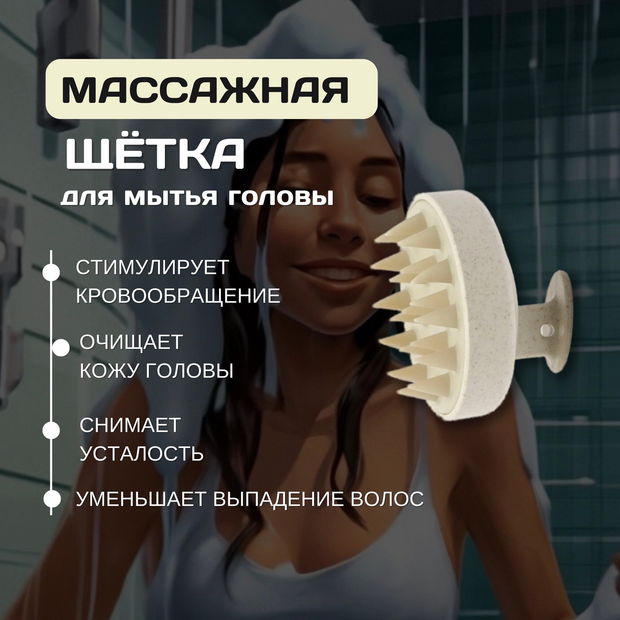 Силиконовая щетка-массажер для мытья волос и массажа головы, для душа, ванной, японские процедуры, для любого типа волос, пилинг кожи головы