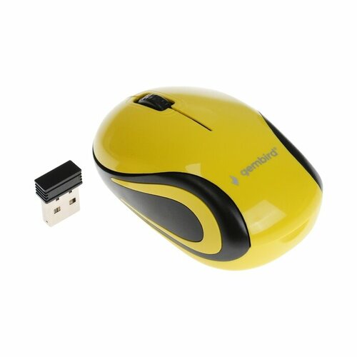 Мышь Gembird MUSW-615, беспроводная, оптическая, 1200 dpi, 1хAAA, USB, желтая желтый, Желтый