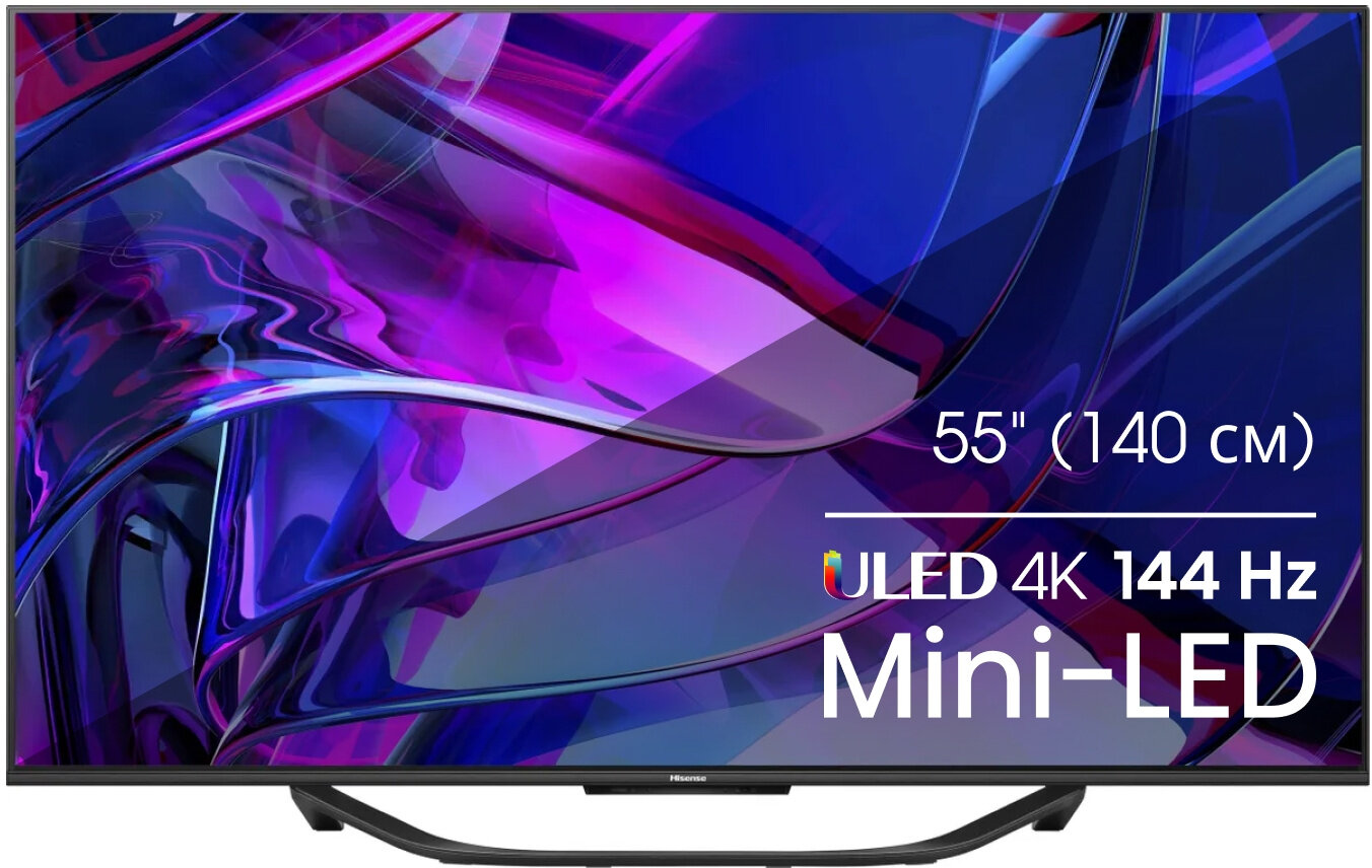 Телевизор QLED Hisense 55" 55U7KQ темно-серый 4K Ultra HD 120Hz DVB-T DVB-T2 DVB-C DVB-S DVB-S2 USB WiFi Smart TV