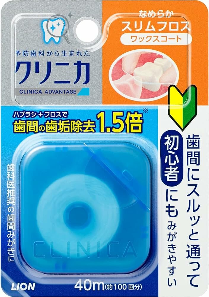 LION Clinica Sponge Floss зубная нить, утолщенная 1,5 мм, длина 40 метров