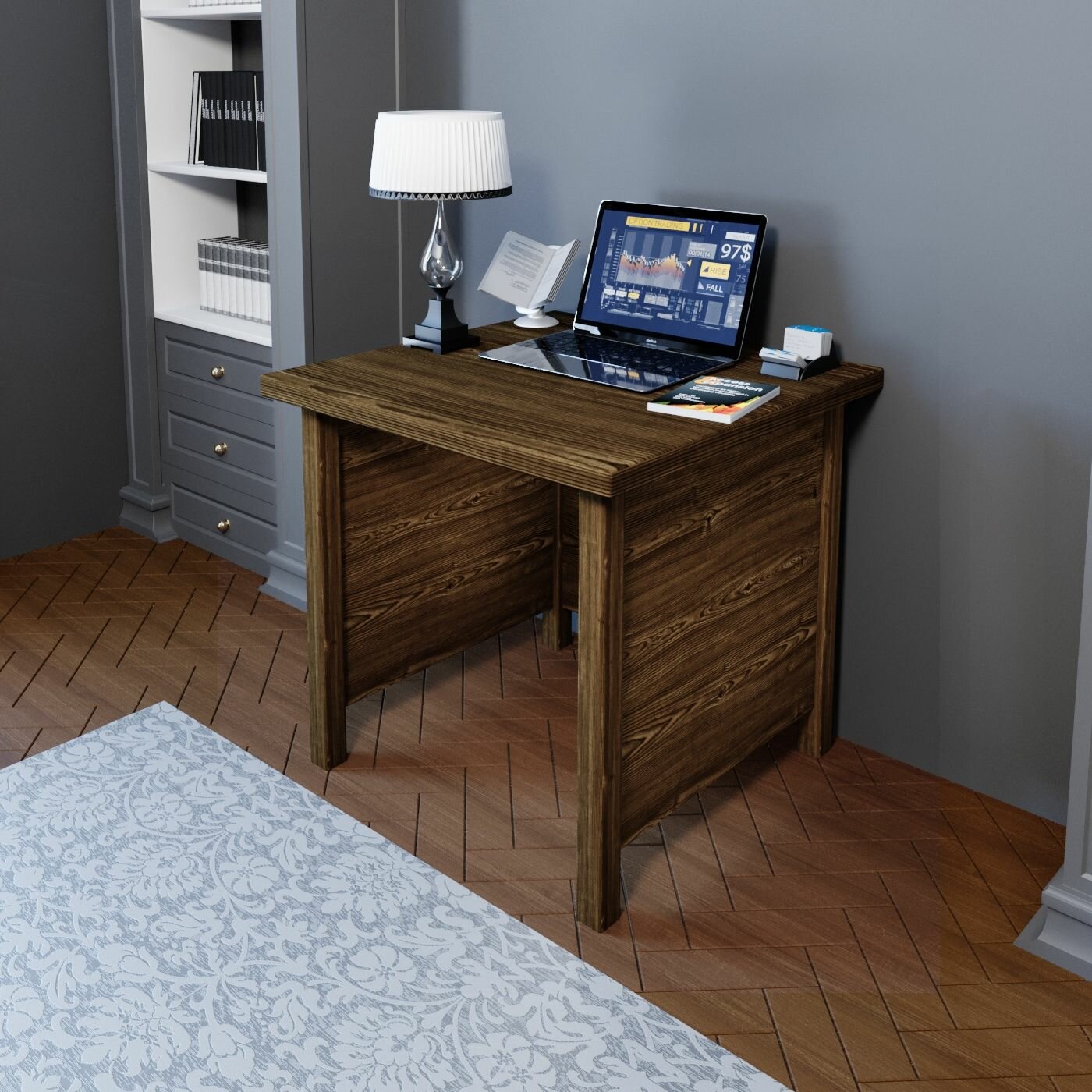 фото Стол руководительский Классика квадратный из массива сосны, лакированный, 60х60х75 см