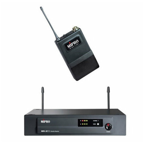 MiPro MR-811MT-801a UHF 628100 MHz - Одноканальная двухантенная радиосистема с поясным передатчиком 14965₽