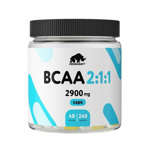 Аминокислоты Prime-Kraft BCAA 2:1:1 2900 мг, 240 капсул аминокислоты в капсулах prime kraft bcaa 2 1 1 240 шт