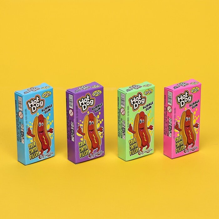 Жевательная резинка Hot Dog Gum со вкусом колы и кислой пудрой Amgum - фото №1