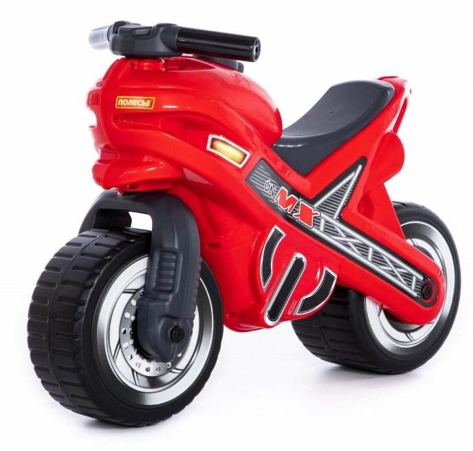 Детский толокар-мотоцикл МХ, пластиковая каталка-беговел для малышей, цвет красный