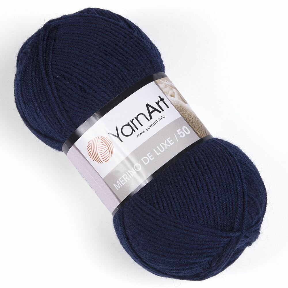 Пряжа MERINO DE LUXE 50 (YarnArt), т. синий - 583, 50% шерсть, 50% акрил, 5 мотков, 100 г, 280 м.