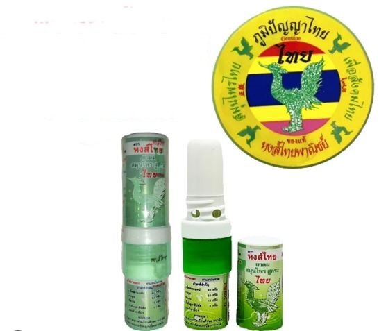 Ингалятор для носа тайский Hong Thai Herbal (зеленый) 2в1