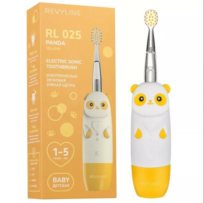 Детская электрическая зубная щётка Revyline RL 025 Panda желтая от 1-5 лет Ревилайн