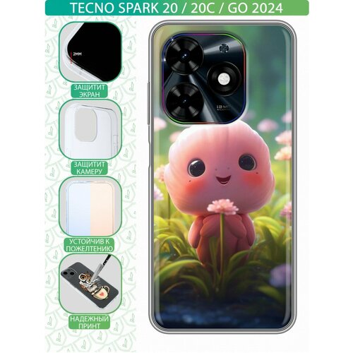 Дизайнерский силиконовый чехол для Текно Го 2024 / Спарк 20С Милое существо в траве