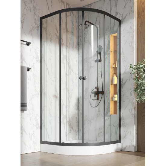 Душевой уголок Orange E01-090TB с поддоном 88х88х205 стекло прозрачное