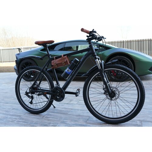 Велосипед горный Richiesto 26 Алюминиевая рама Спортивный Для активного отдыха, модель 2024 года, черный с коричневым велосипед richiesto tt102 26 для активного отдыха черный с синим