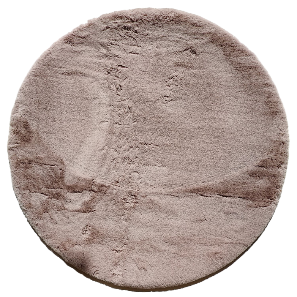Коврик из высокоплотного меха круглый "REX розовый (пудра)" 120х120 см