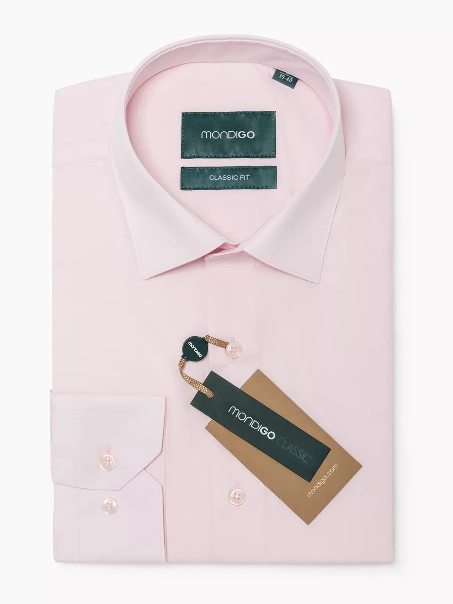Рубашка MONDIGO классическая CLASSIC FIT с длинным рукавом, размер XXL - 170-182, бледно-розовый