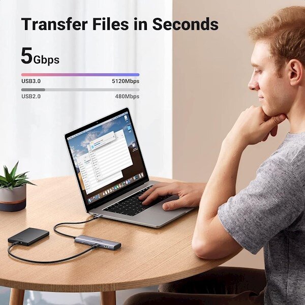 Разветвитель UGREEN 15395_ 4*USB-C, серый космос - фото №6