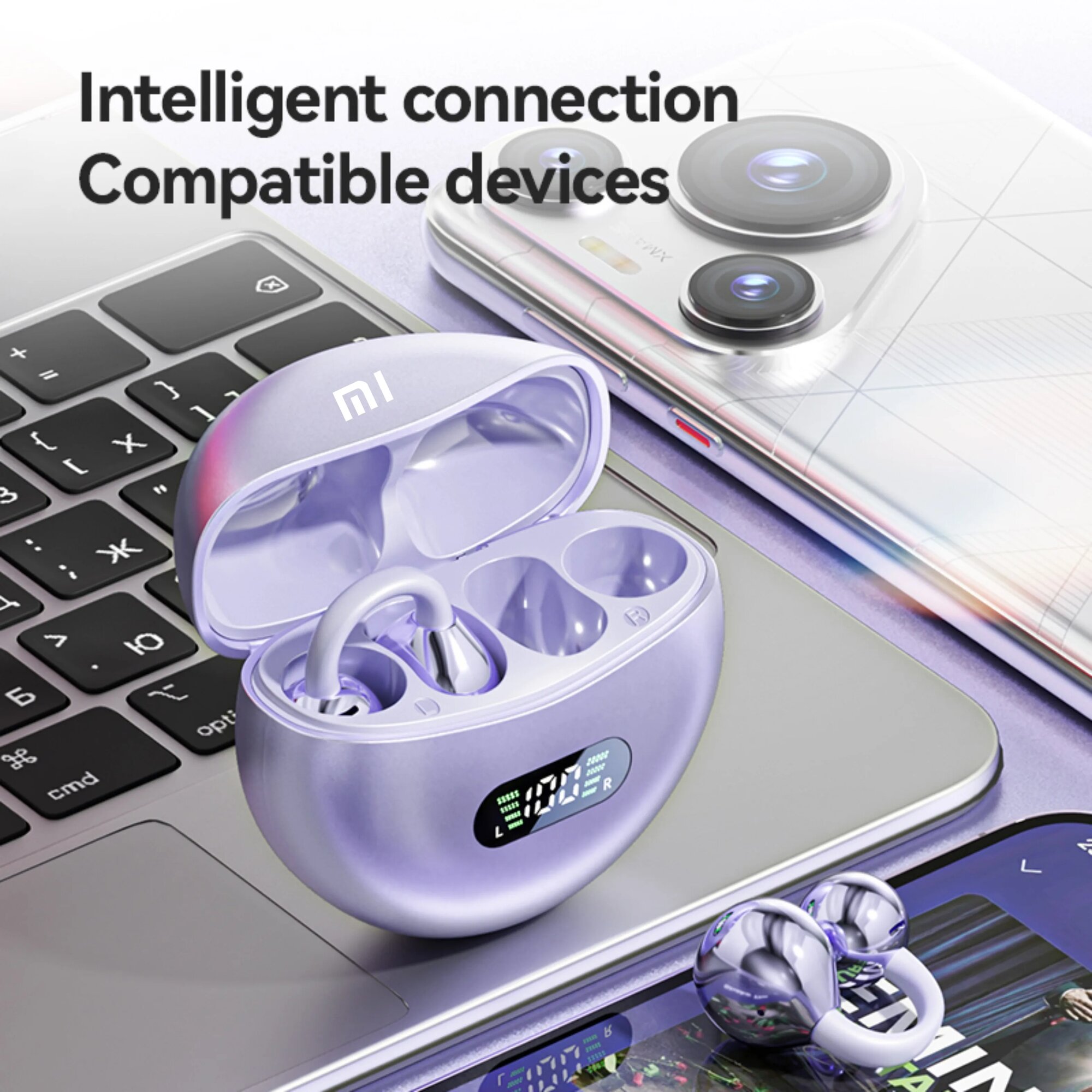 Xiaomi Bluetooth Earphones Clip-On, Purple 1pcs — фото 1