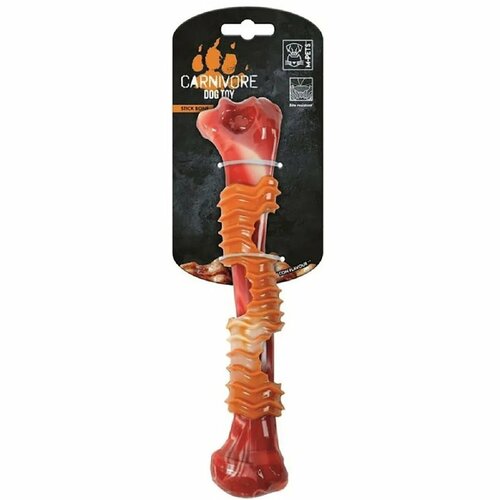 M-PETS Игрушка для собак Карнивор кость, вкус бекона, красная 25.4x5.5x4.8 см