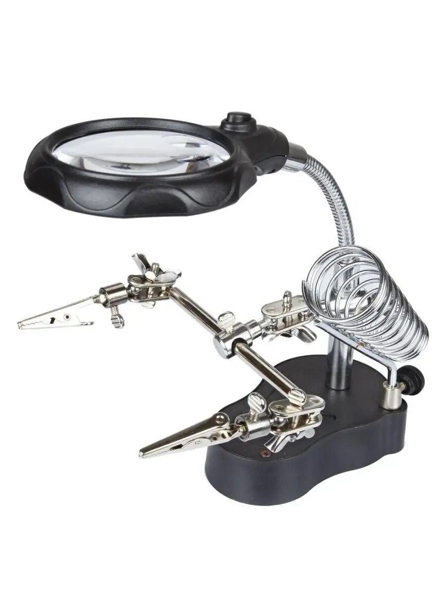 Лупа настольная на гибком штативе с подсветкой MG16126-A